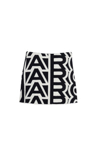 1 NEW / 7 TROCA /117€   Jupe mini flockée monogramme - Black & Ivory