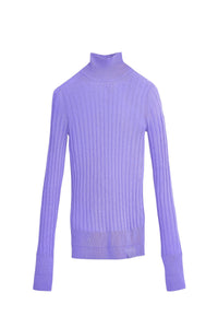 Col roulé côtelé en laine - Lavender