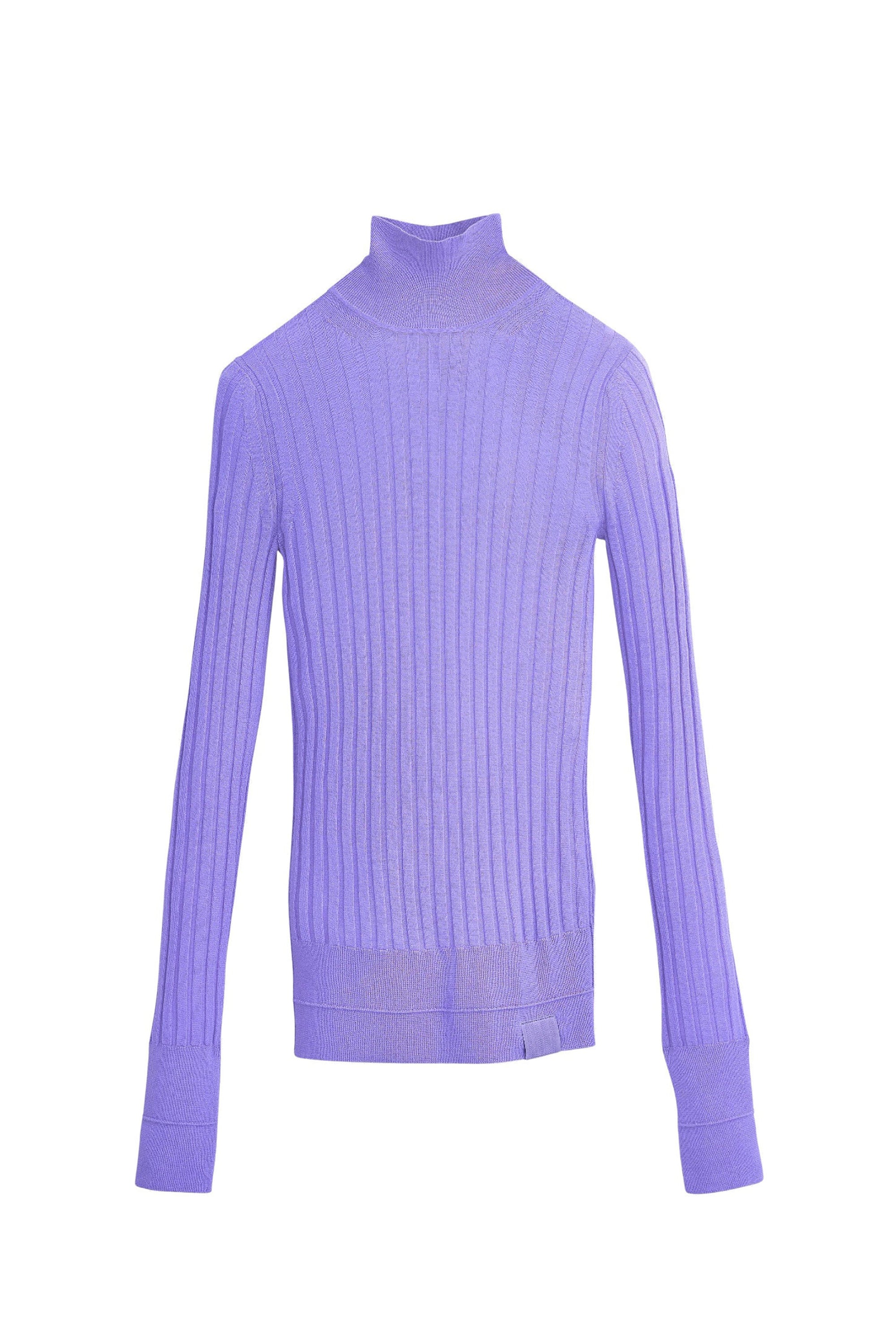 Col roulé côtelé en laine - Lavender