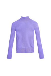 NEW /    Col roulé côtelé en laine - Lavender