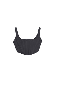 Débardeur corset court en denim - Black