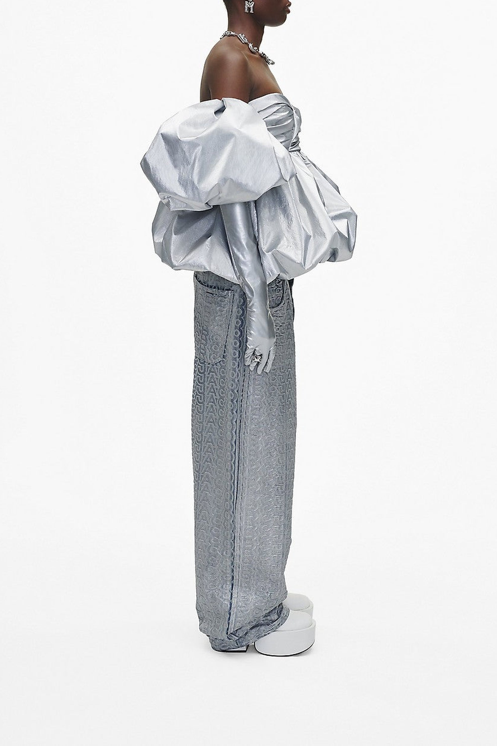 Bustier à manches courtes ballon - Silver