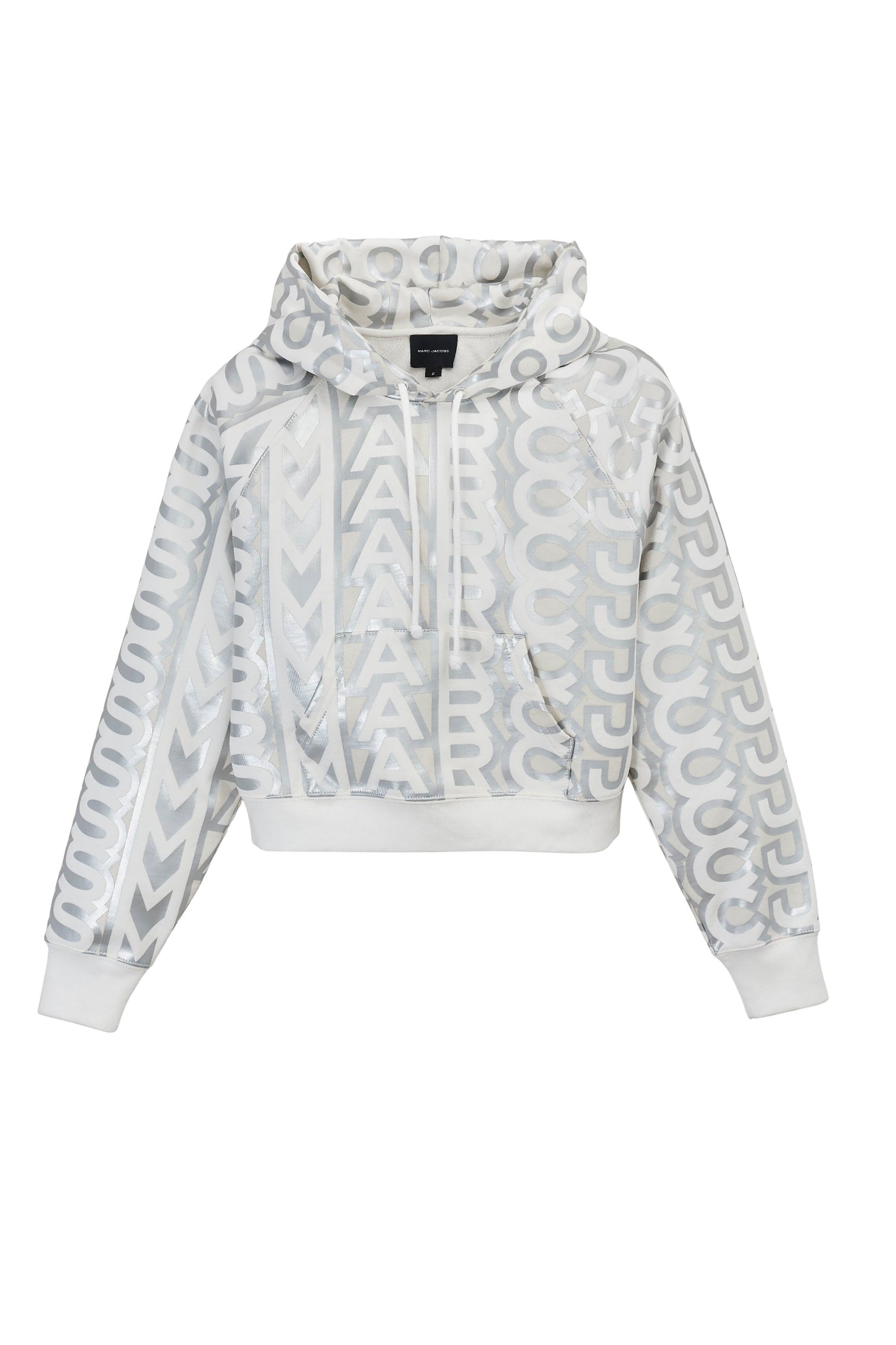 Sweat à capuche court Icône Monogram - Silver & Bright White