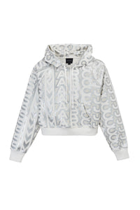 Sweat à capuche court Icône Monogram - Silver & Bright White