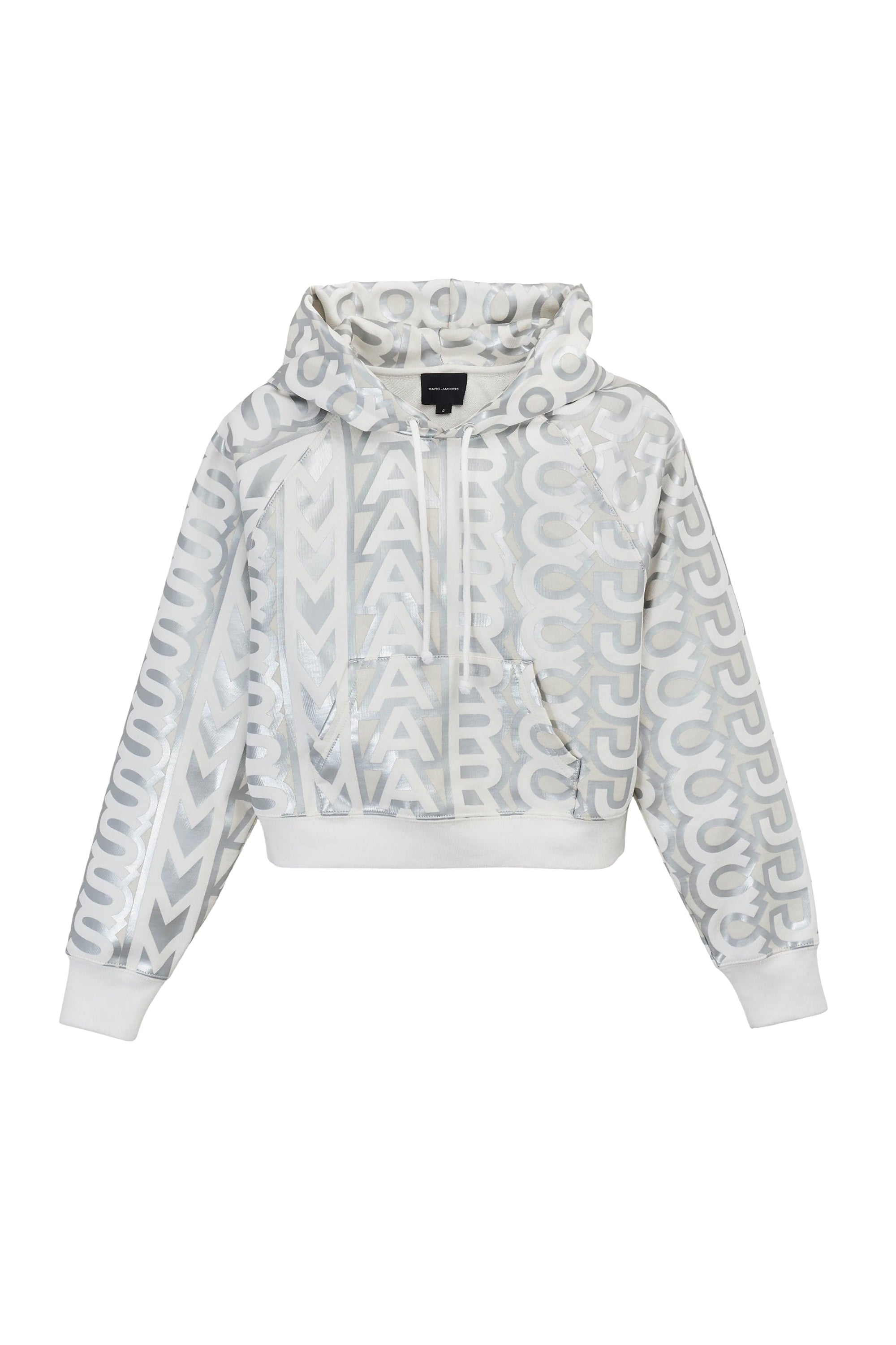Sweat à capuche court Icône Monogram - Silver & Bright White