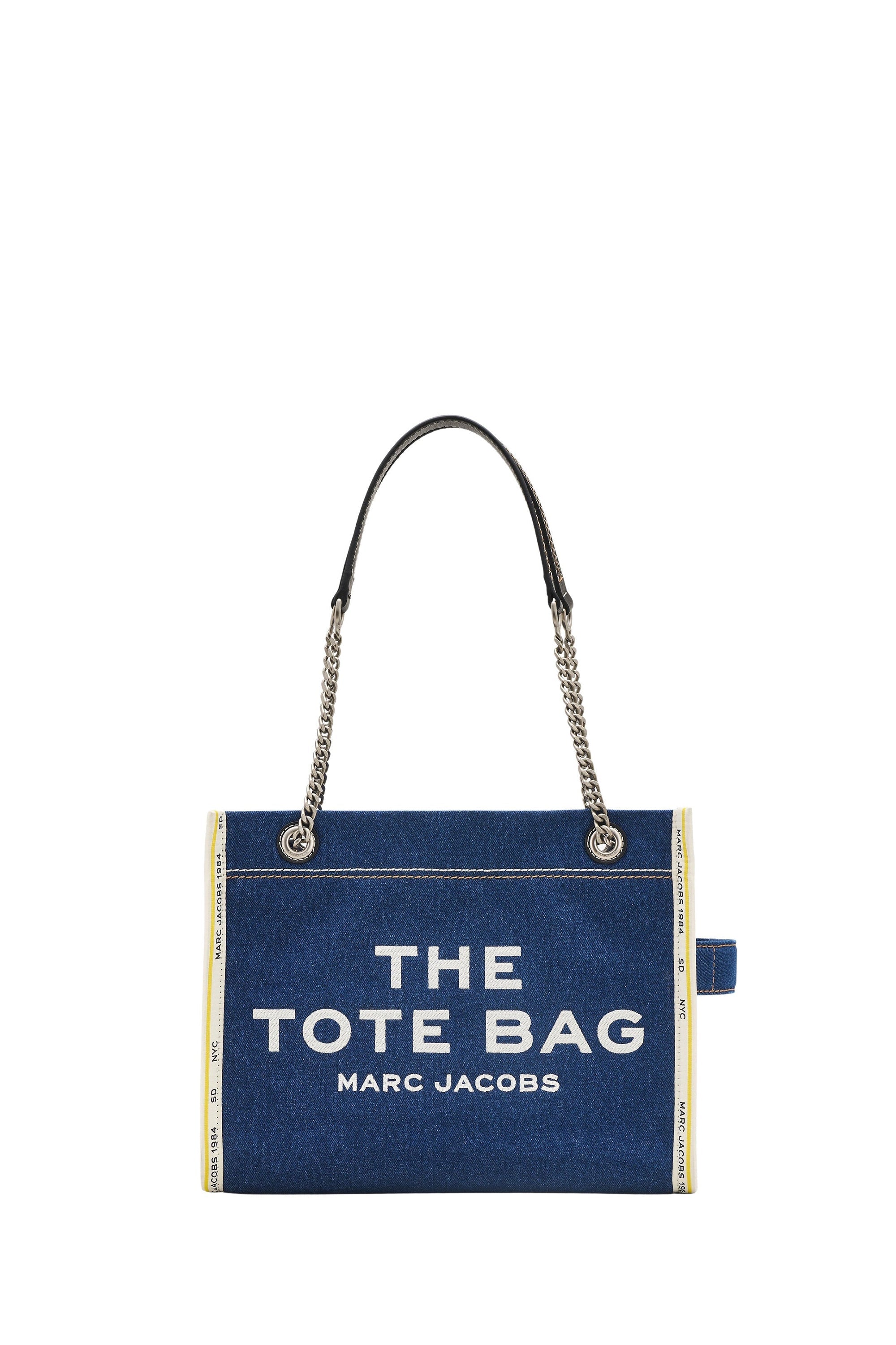 Sac cabas The Tote en denim à chaînes - Dark Wash