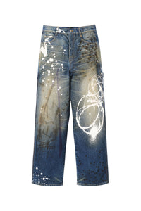 Jean oversize Futura Painted - Indigo Multicolor