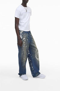Jean oversize Futura Painted - Indigo Multicolor