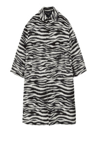 Manteau long imprimé et brossé en laine - Black & White