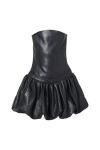 Robe courte bustier en cuir - Black