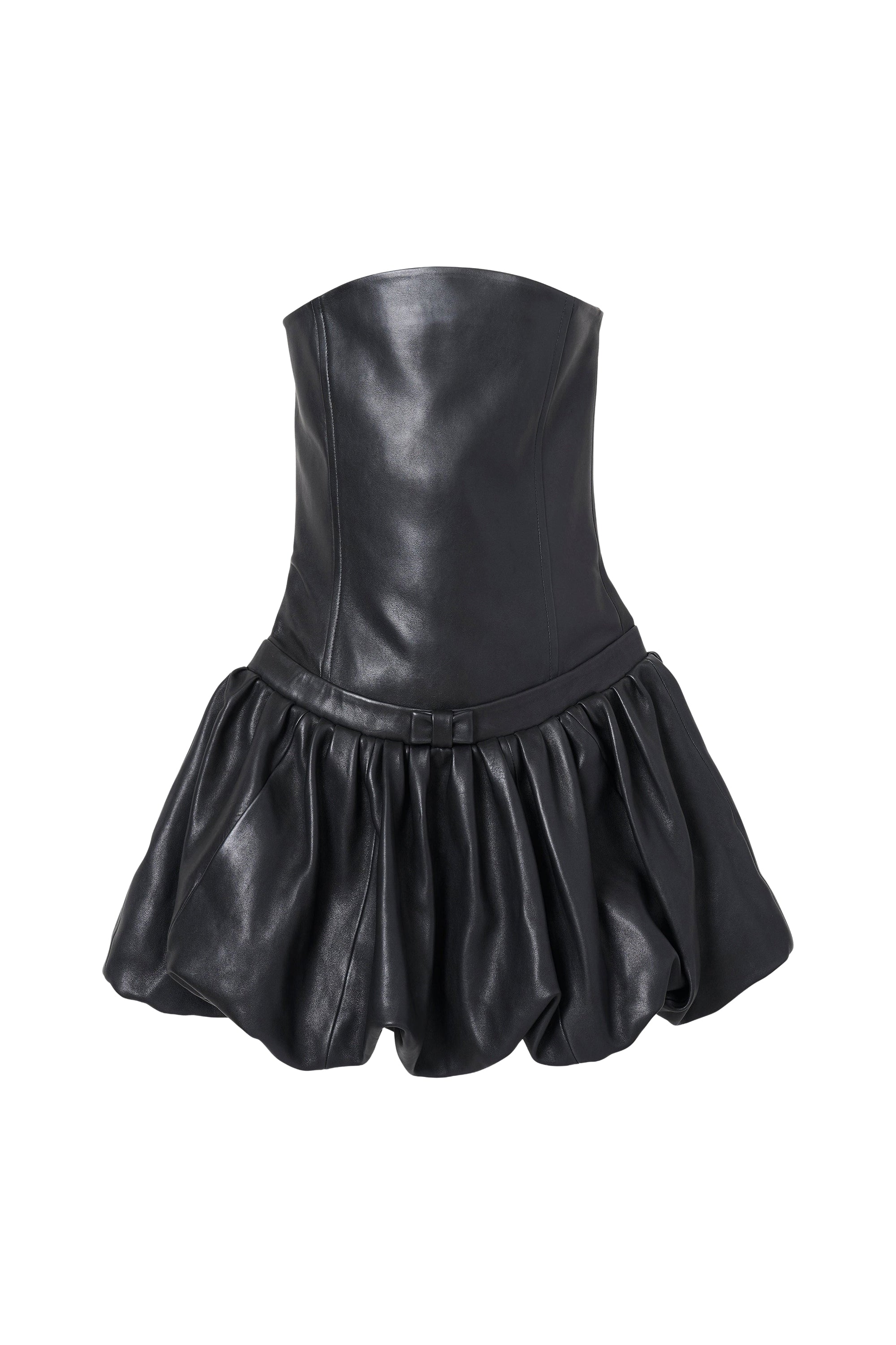 Robe courte bustier en cuir - Black