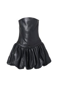 Robe courte bustier en cuir - Black