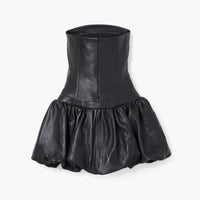 Robe courte bustier en cuir - Black