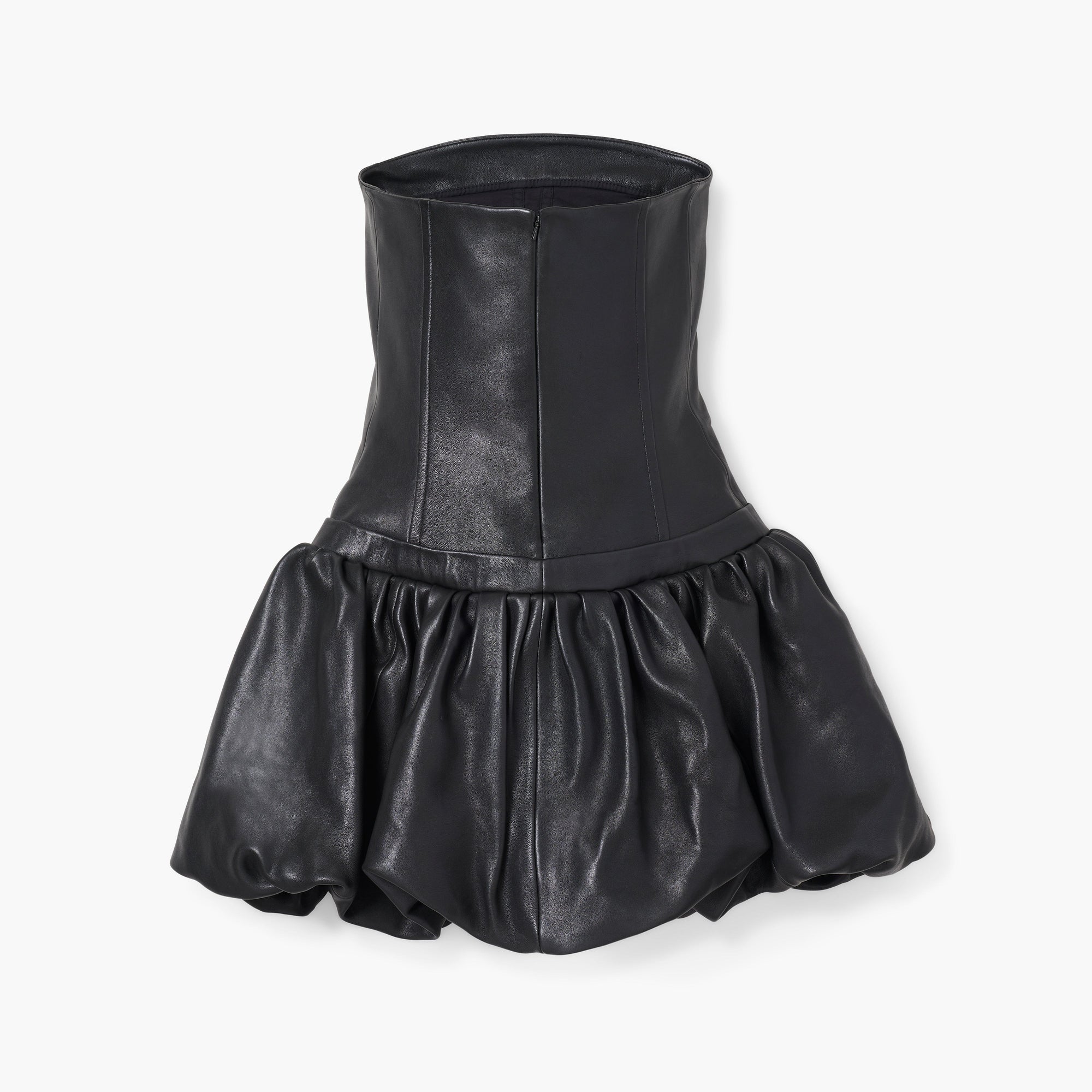 Robe courte bustier en cuir - Black