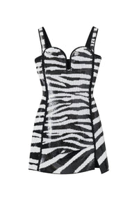 Robe à paillettes brillantes zèbre - Black & White