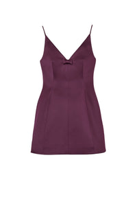 Robe courte à col V - Dark Plum