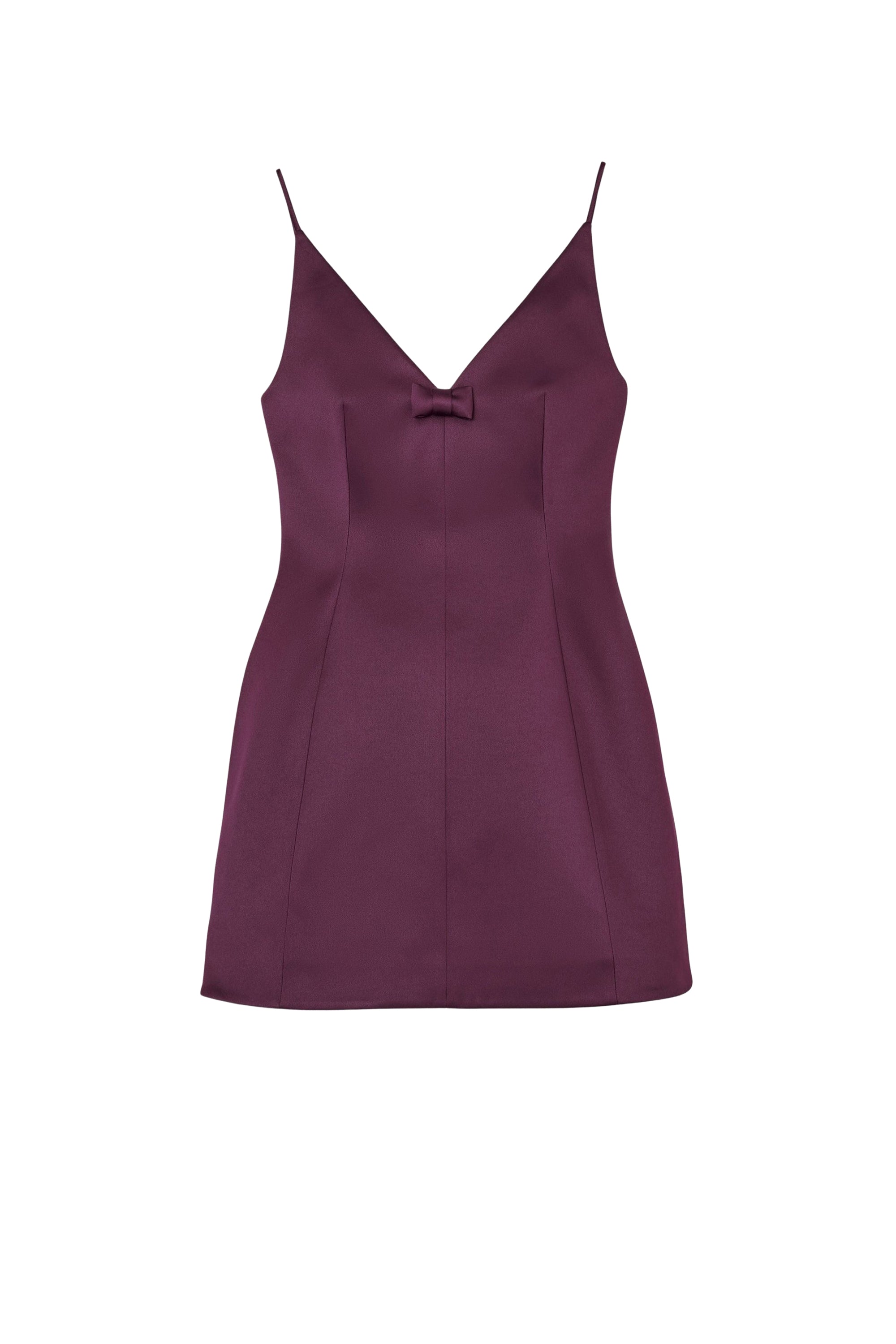 Robe courte à col V - Dark Plum