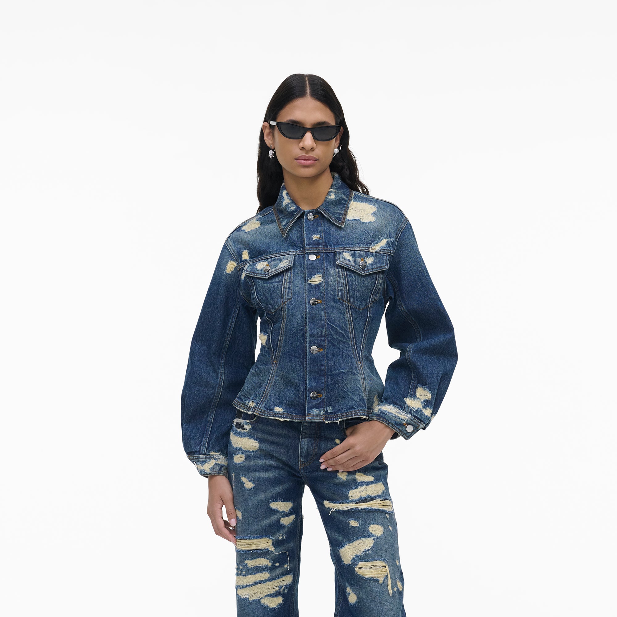 16 NEW / 16 TROCA /208,5€   Veste en jean Rip & Repair à côtes - Punk Indigo