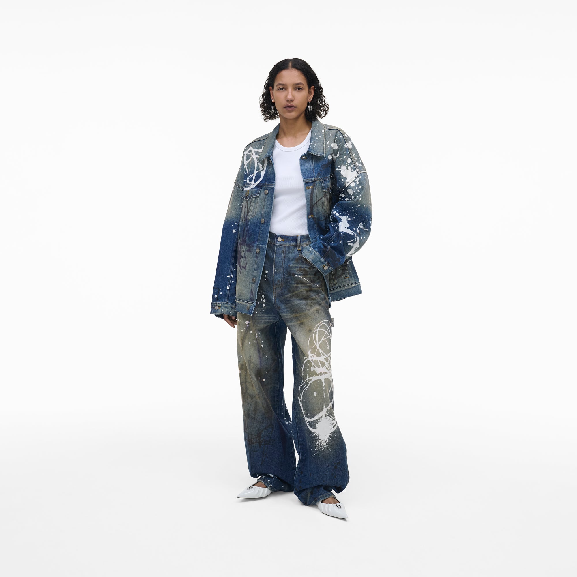 Veste en denim peint Futura - Indigo Multicolor