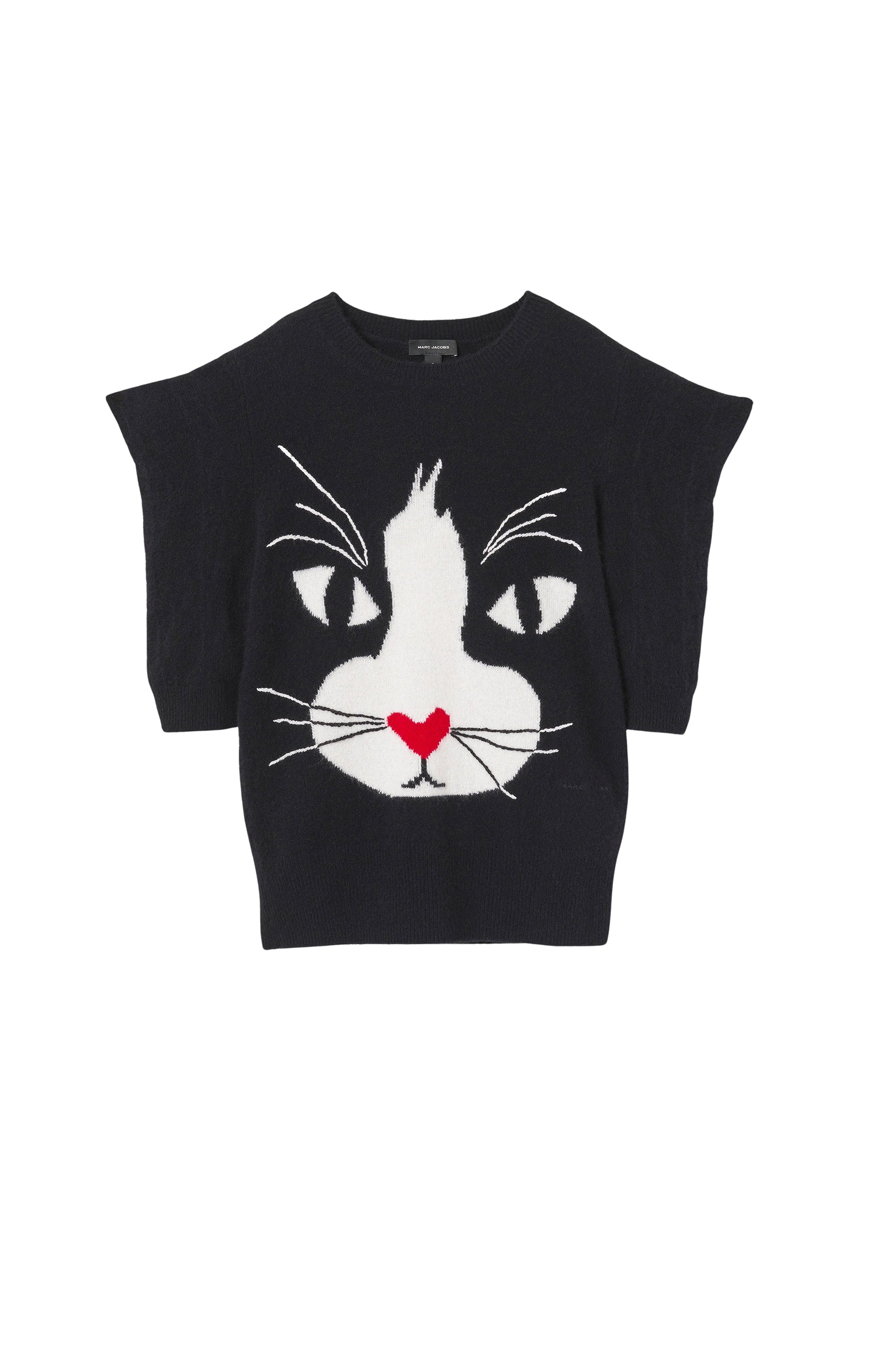 Pull imprimé chat en cachemire - Black