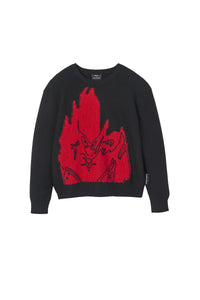 Futura wool round-neck jumper - Black & Poppy