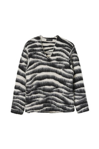 Printed brushed wool jumper - Black & White
