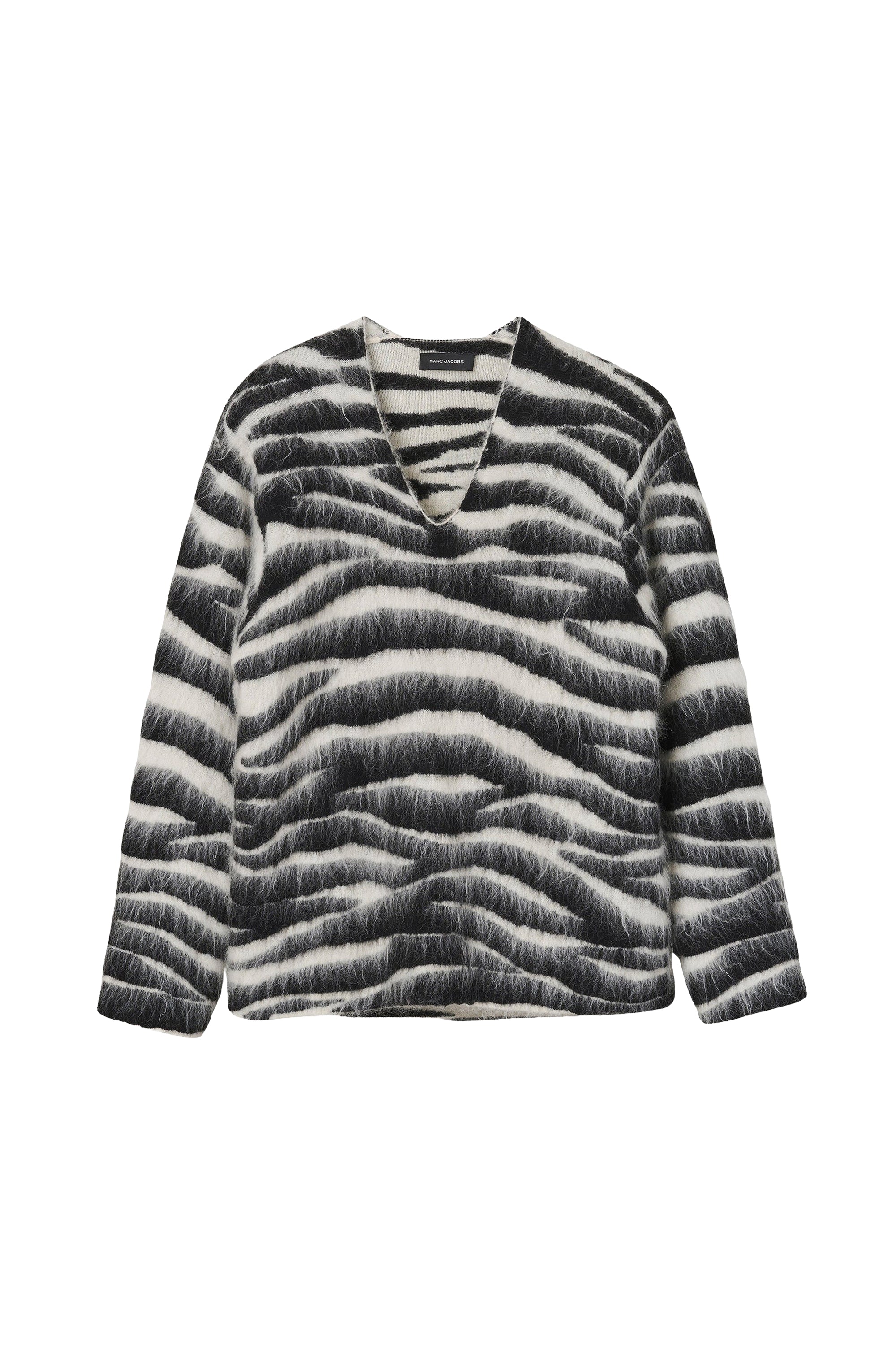 Printed brushed wool jumper - Black & White