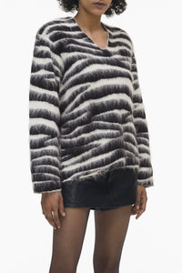 Pull imprimé et brossé en laine - Black & White