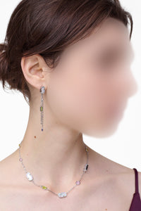 Boucles d'oreilles pendantes en laiton - Silver & Multi