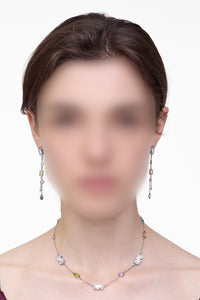 Boucles d'oreilles pendantes en laiton - Silver & Multi