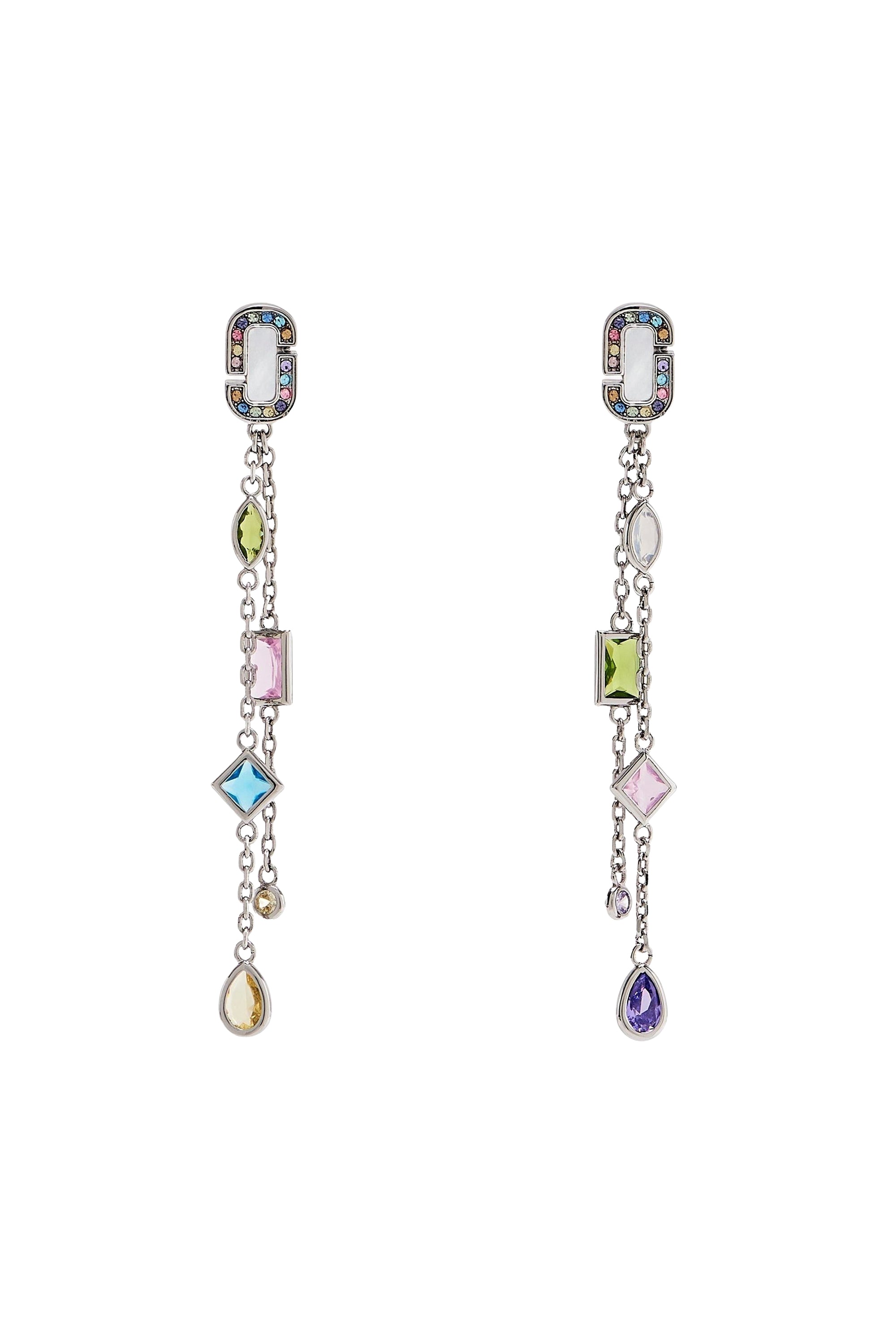 Boucles d'oreilles pendantes en laiton - Silver & Multi