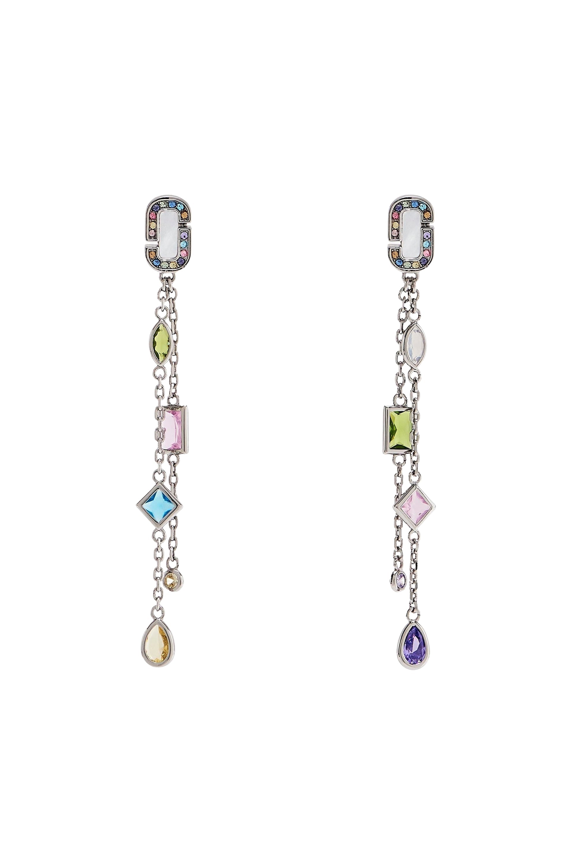 Boucles d'oreilles pendantes en laiton - Silver & Multi