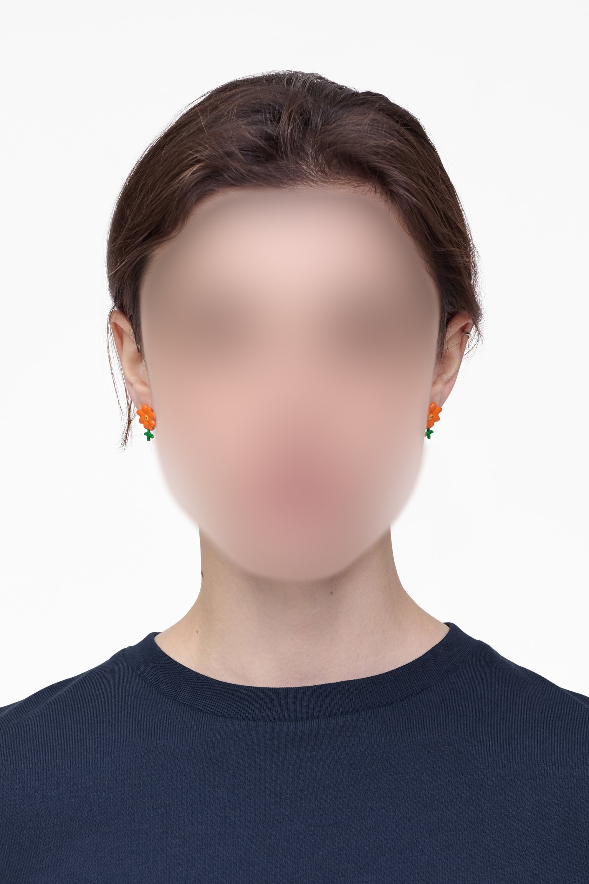 Boucles d'oreilles florales en laiton - Silver & Orange