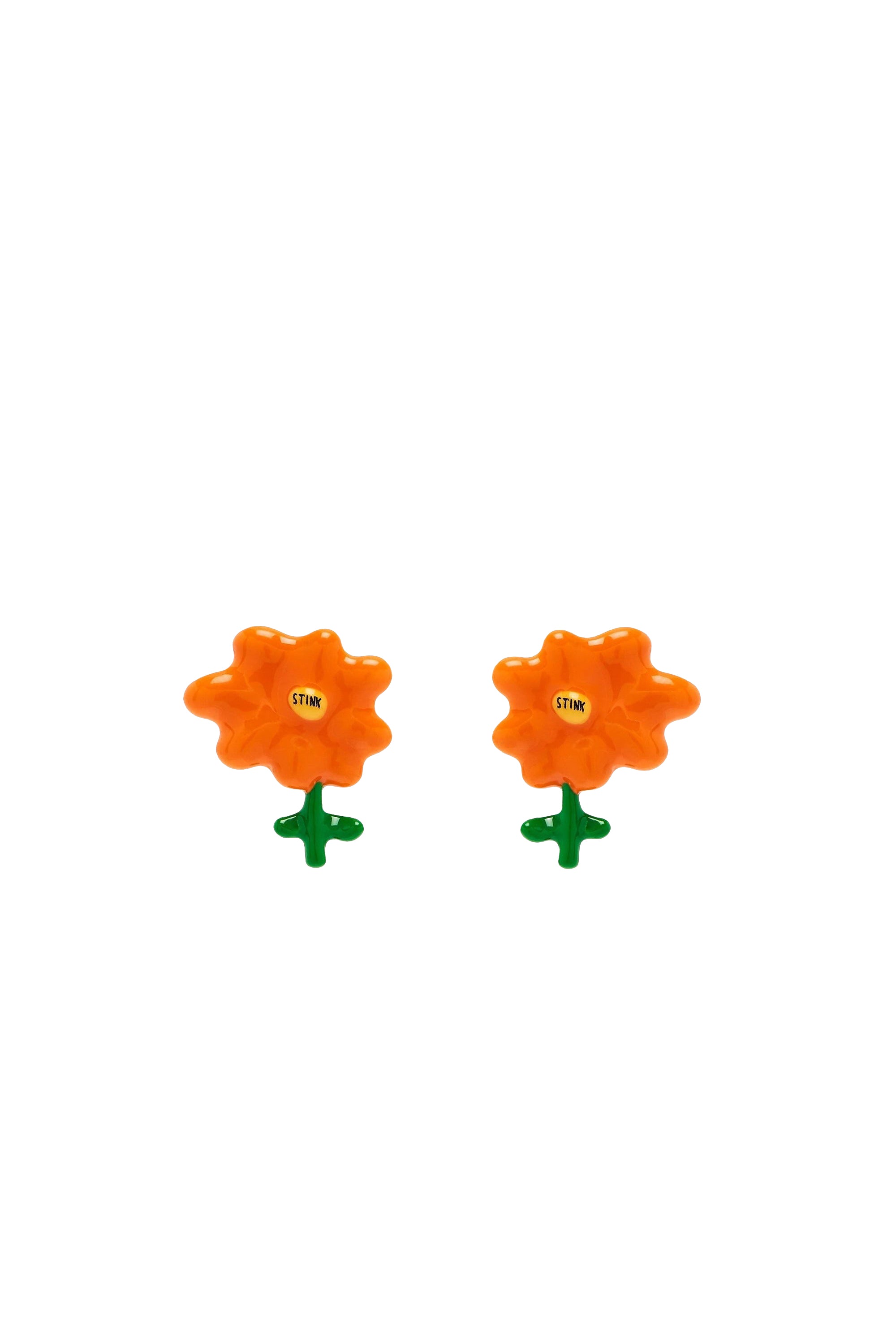 Boucles d'oreilles florales en laiton - Silver & Orange