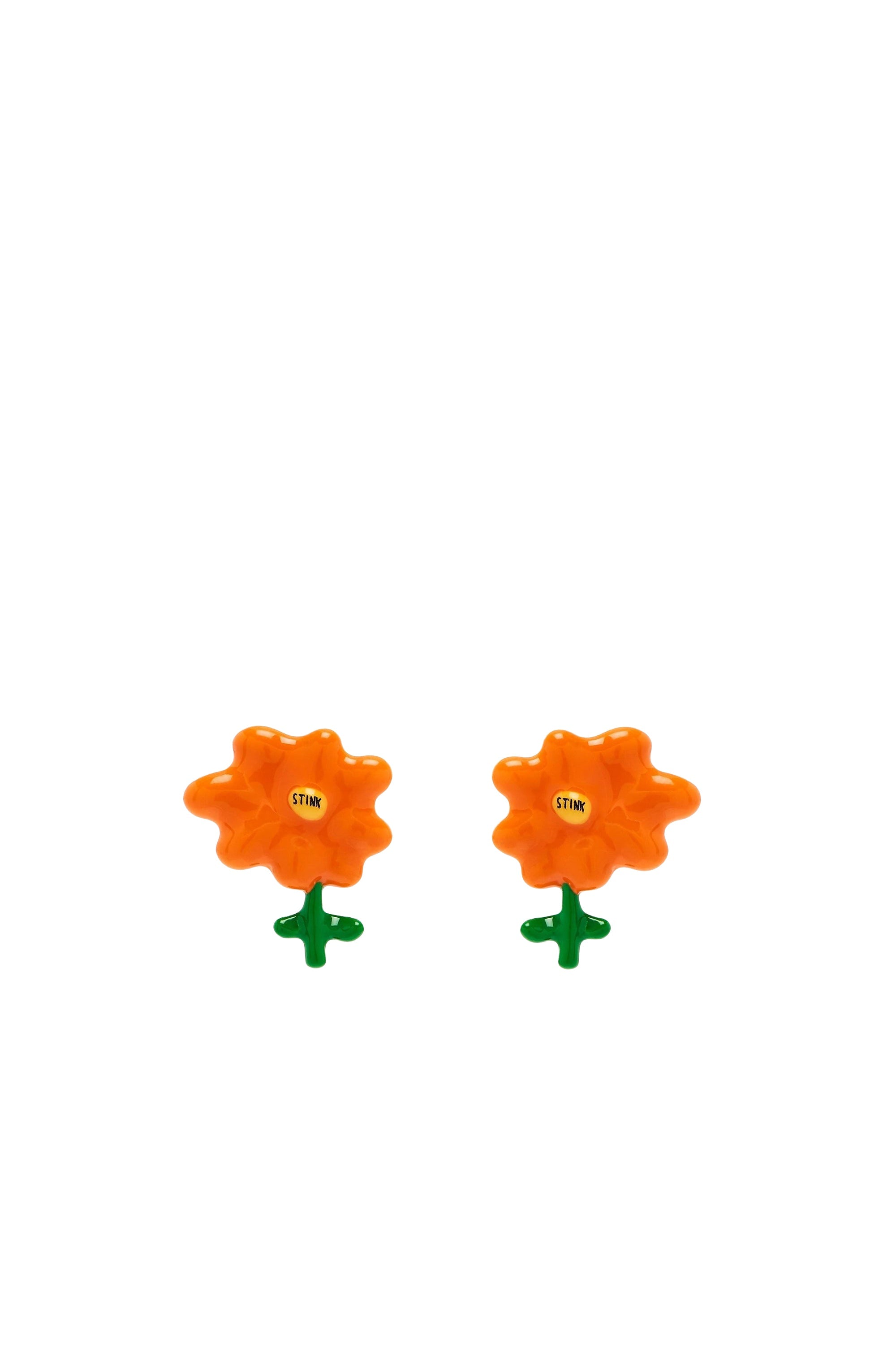 Boucles d'oreilles florales en laiton - Silver & Orange