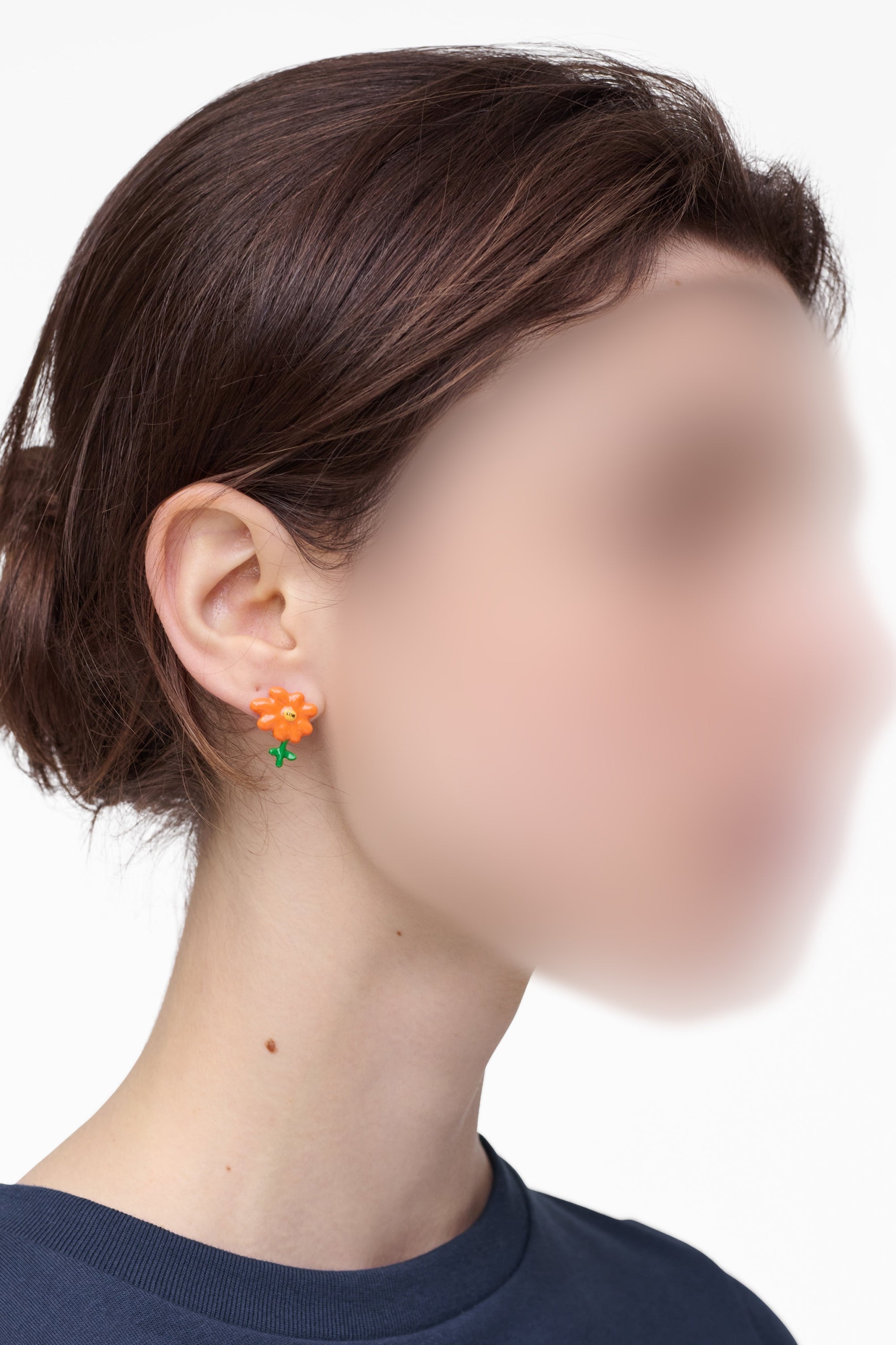 Boucles d'oreilles florales en laiton - Silver & Orange