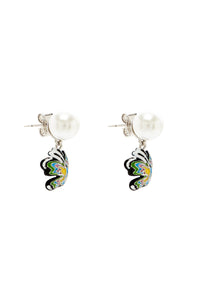 Boucles D’Oreilles Papillon Et Perles - Silver & Multi