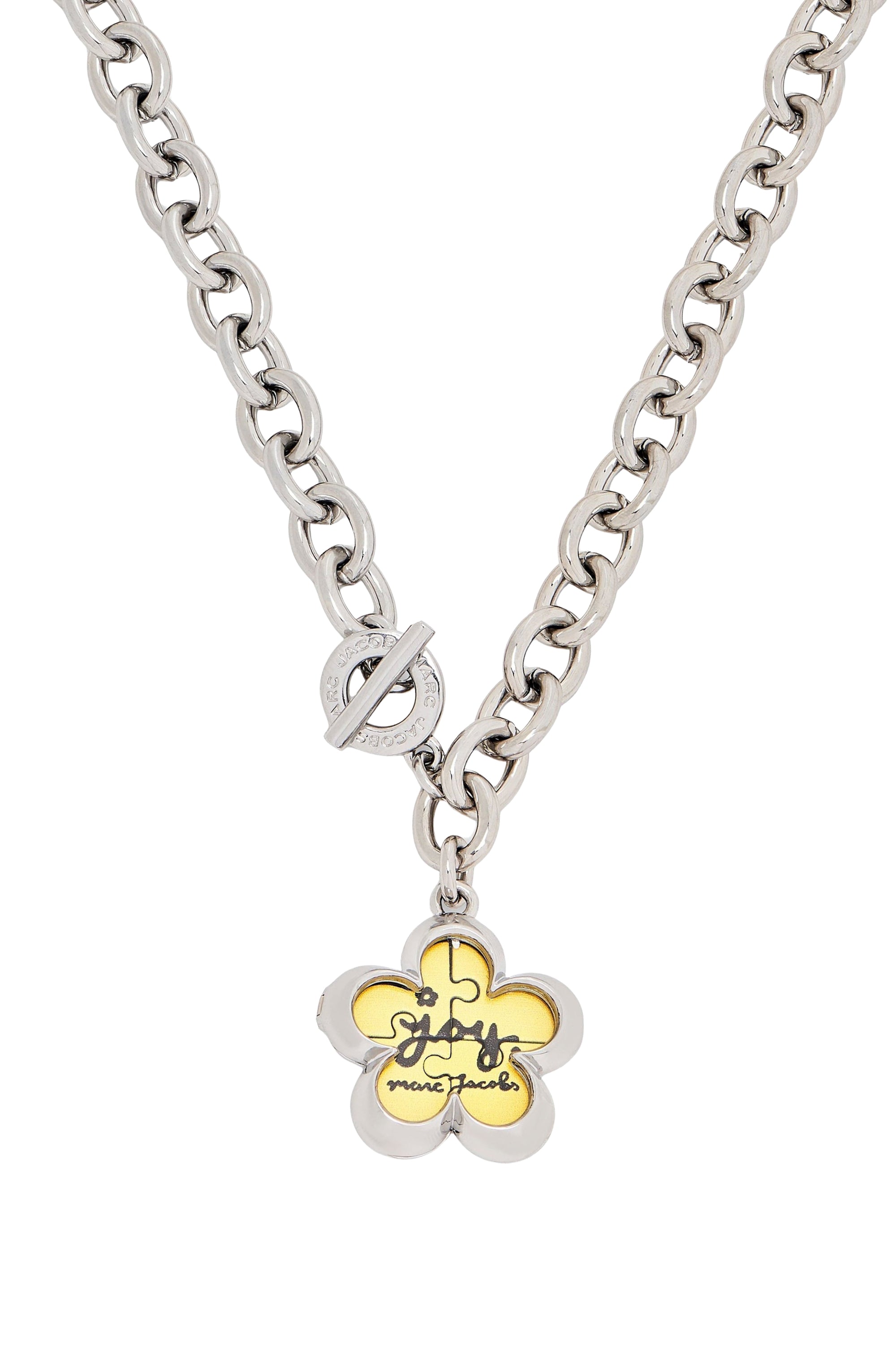 Collier à pendentif marguerite en laiton - Silver & Multi