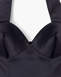 Robe midi en satin - Black