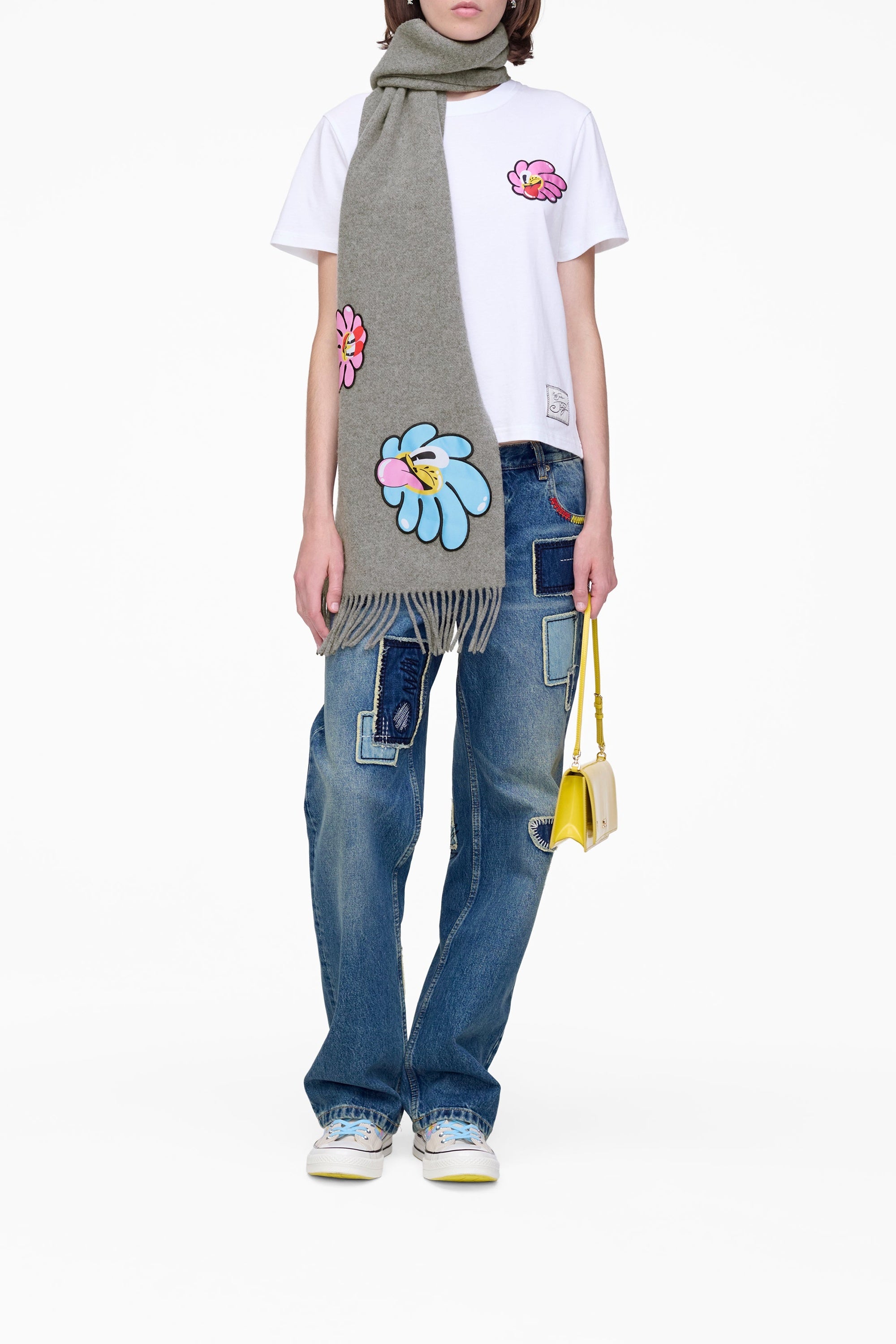 Écharpe Daisy en laine - Grey Multicolor