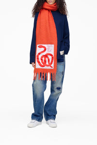 Echarpe oversize en laine - Orange