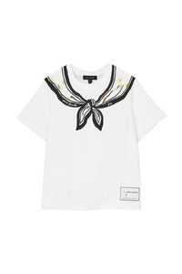 T-shirt Trompe l'oeil Foulard - White