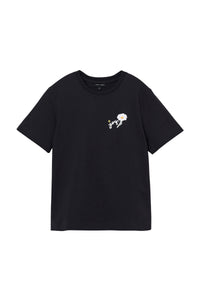 T-shirt col rond à marguerite - Black