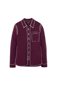 Chemise en maille Trompe-L'Œil - Dark Plum & Ivory