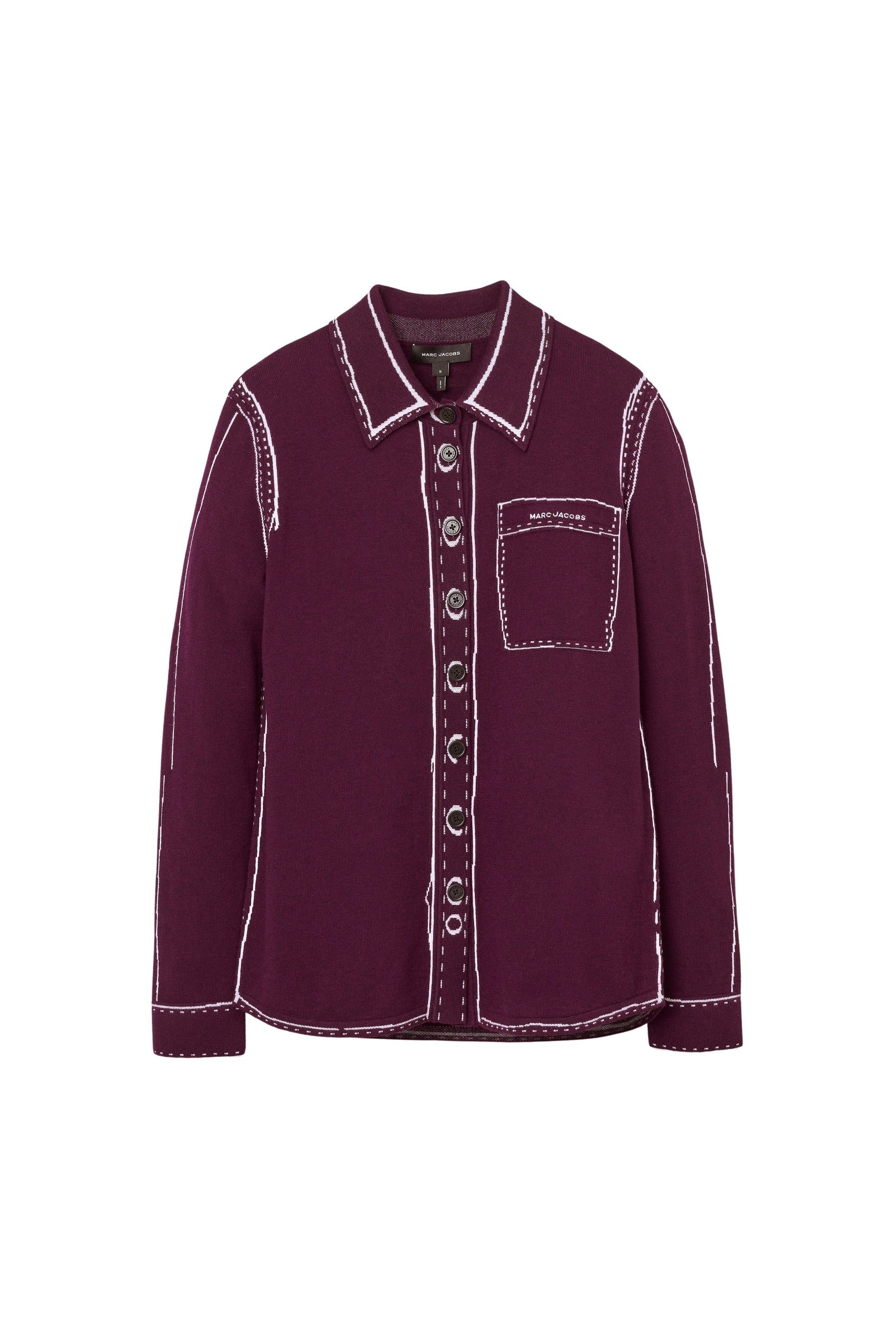 Chemise en maille Trompe-L'Œil - Dark Plum & Ivory