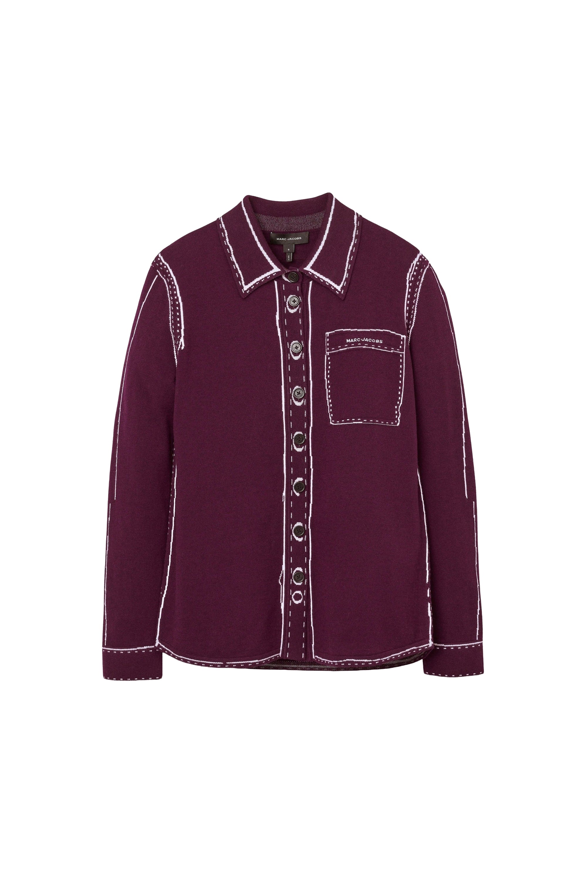 Chemise trompe-l'œil en maille - Dark Plum & Ivory