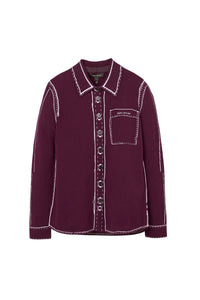 Chemise en maille Trompe-L'Œil - Dark Plum & Ivory