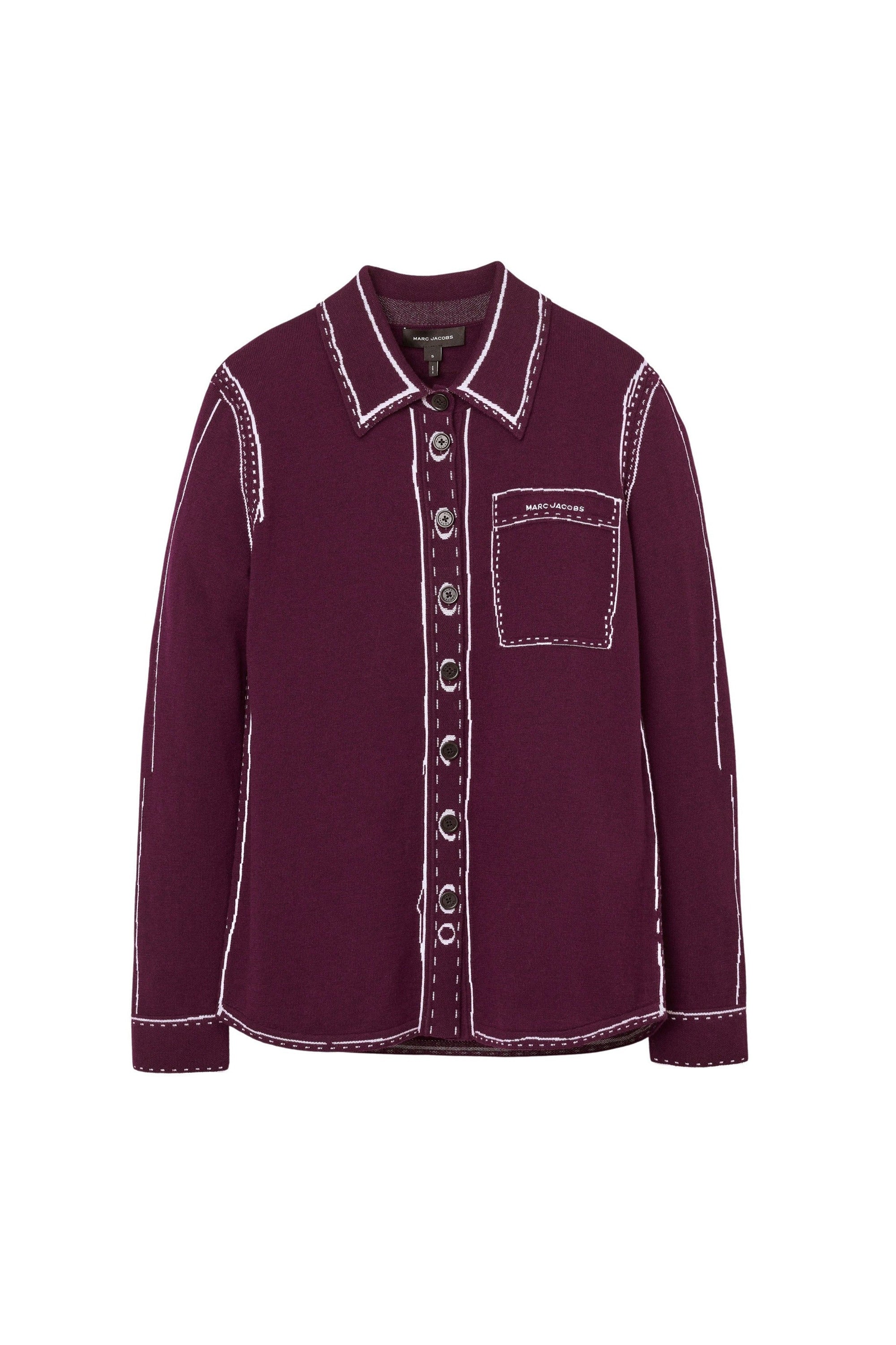Chemise en maille Trompe-L'Œil - Dark Plum & Ivory