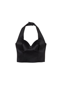 Top à dos nu en satin - Black