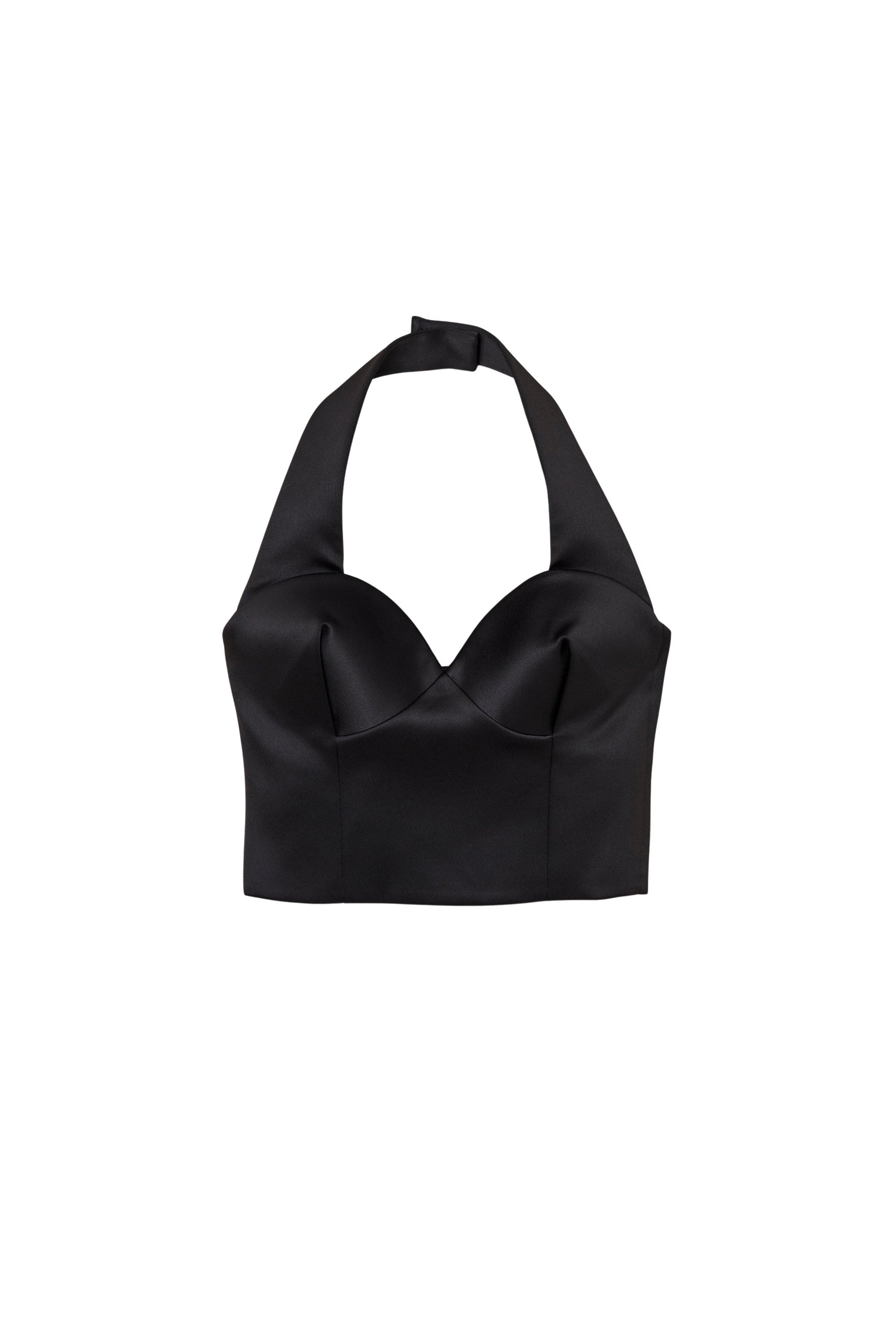 Top à dos nu en satin - Black